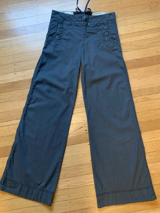 CIDRA Pants - EUC Cidra Dark Gray Wide Leg Loose Fit Button Front/Tie back Pants in Size 2